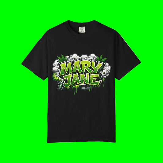 Mary Jane Block Letter Streetwear Tee | Bold Urban Cannabis Style