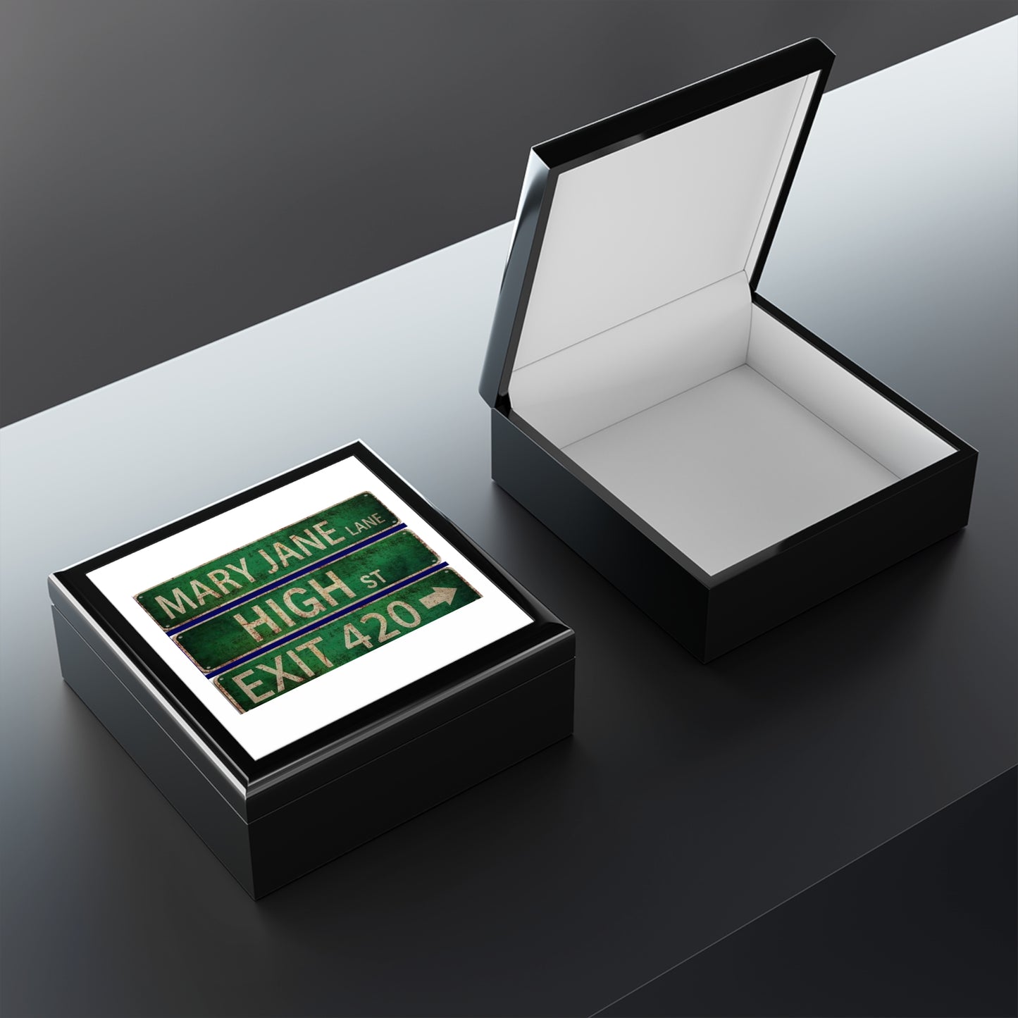 Jewelry Box — Mary Jane Lane High St Exit 420 Vintage Street Sign Keepsake Box