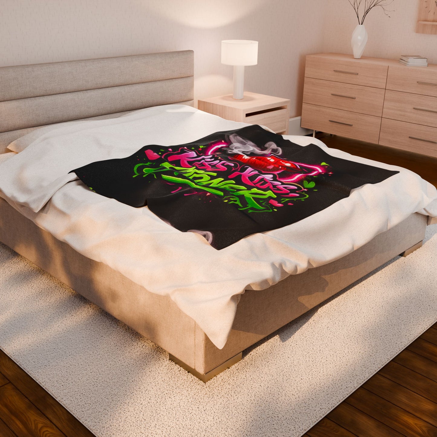 Kiss Kiss Stoner Valentine Blanket – Cannabis Love Cozy Plush Throw for Stoners