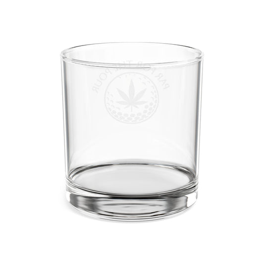 Par for the Pour Whiskey Glass – Golf & Ganja Lovers Gift | Cannabis Leaf Golf Ball Design - Engraved Whiskey Glass - 10.5oz with Golf & Leaf Design