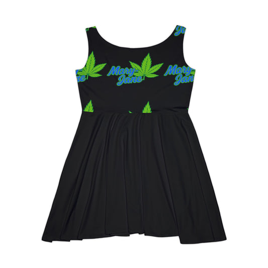Cannabis Leaf "Mary Jane" Skater Dress — Women's Leaf Print AOP Dress
