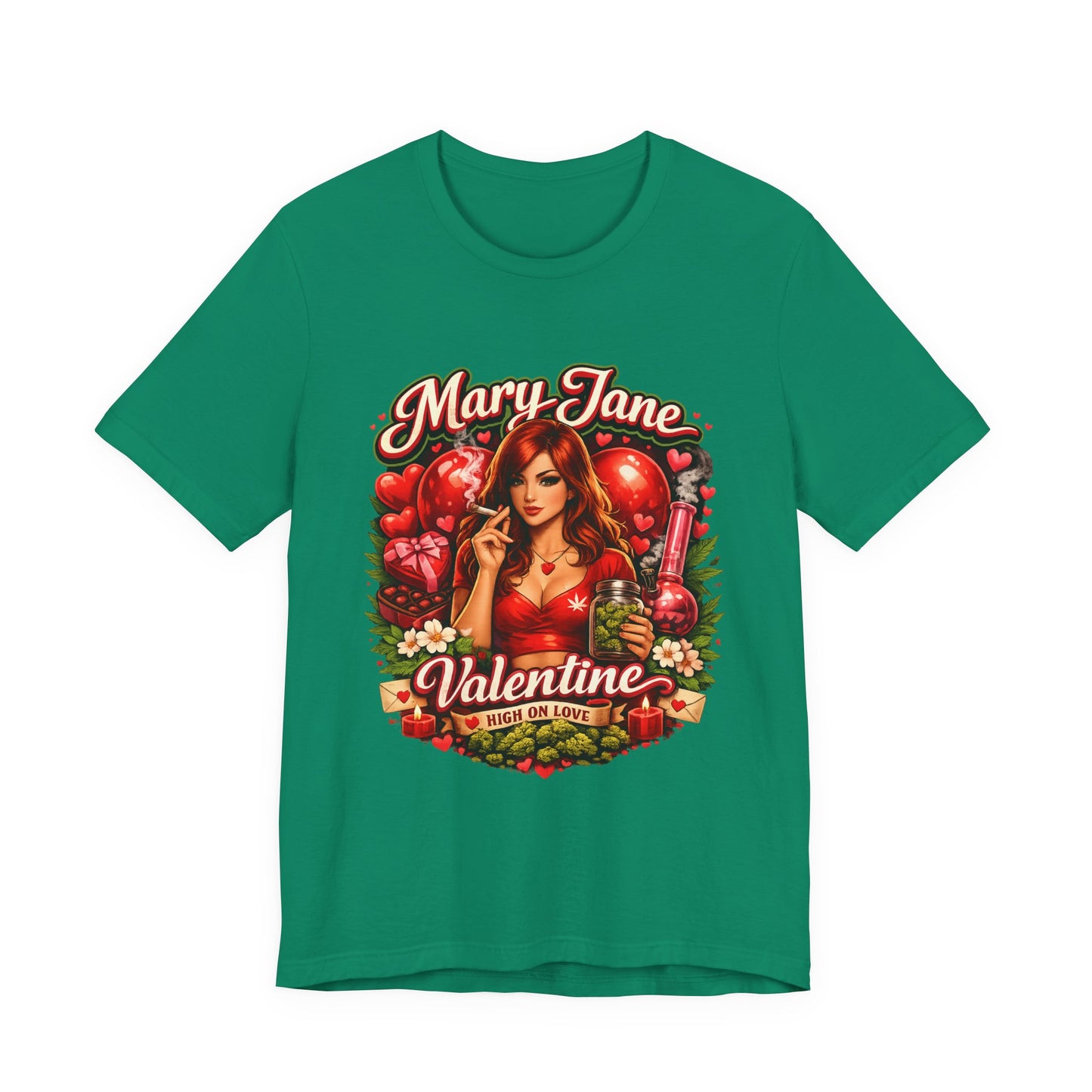 Mary Jane Valentine T-Shirt – Be My Valentine Blunt Heart Graphic Tee, Stoner Love Streetwear, Cannabis Vibe Gift