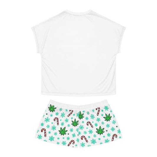 Holly Jolly Highmas Weed Christmas Pajama Set – Stoner Elf Matching Holiday PJs