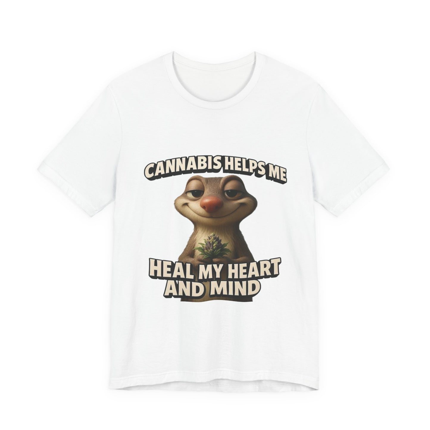 Cannabis Helps Me Heal My Heart and Mind Sloth T-Shirt | Cute Medical Marijuana Gift