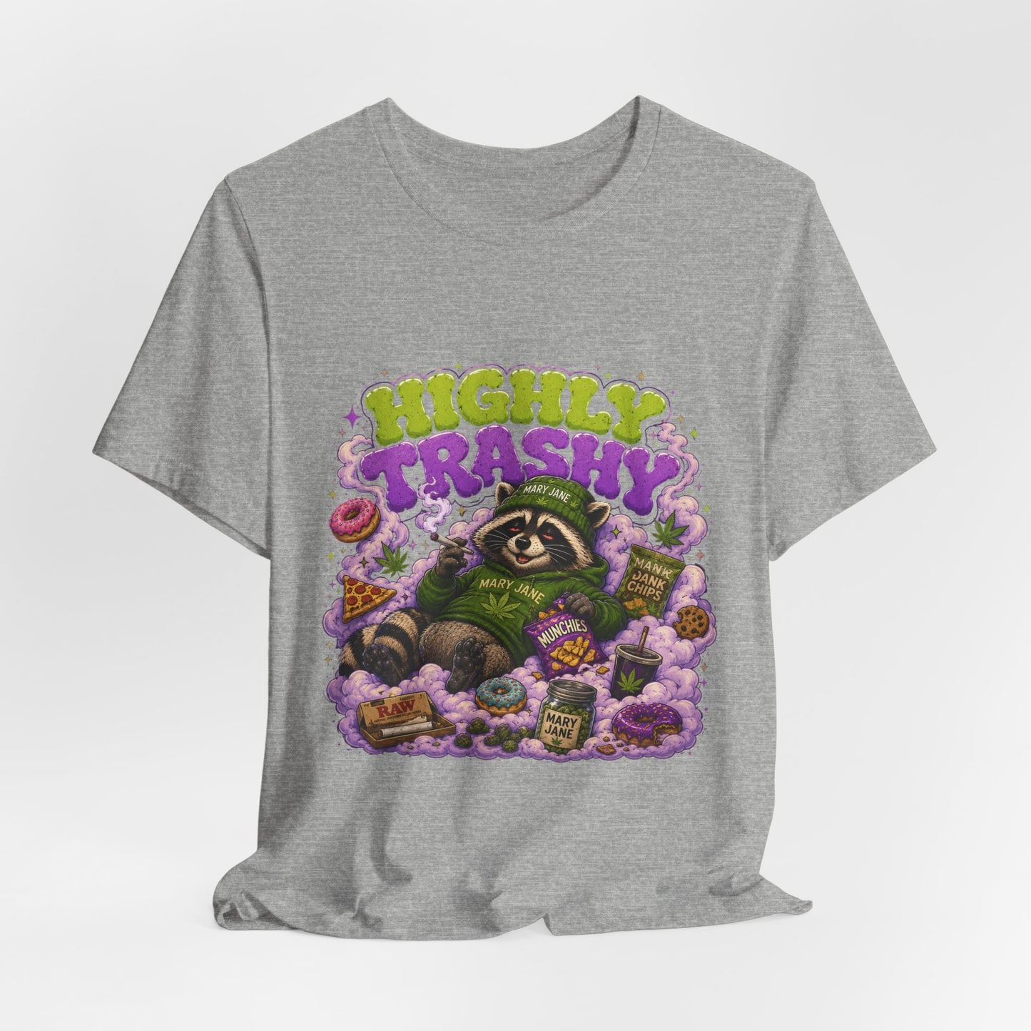 Highly Trashy Raccoon Shirt | Funny Stoner Trash Panda Tee | Cartoon Cannabis Lover Gift