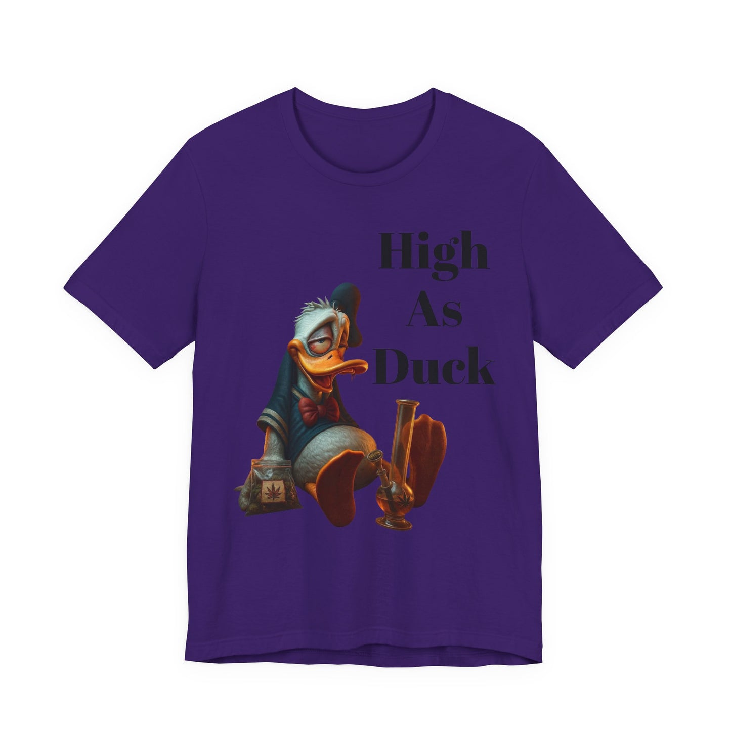 High As Duck Funny Cartoon Tee – 420 Humor Stoner T-Shirt Gift