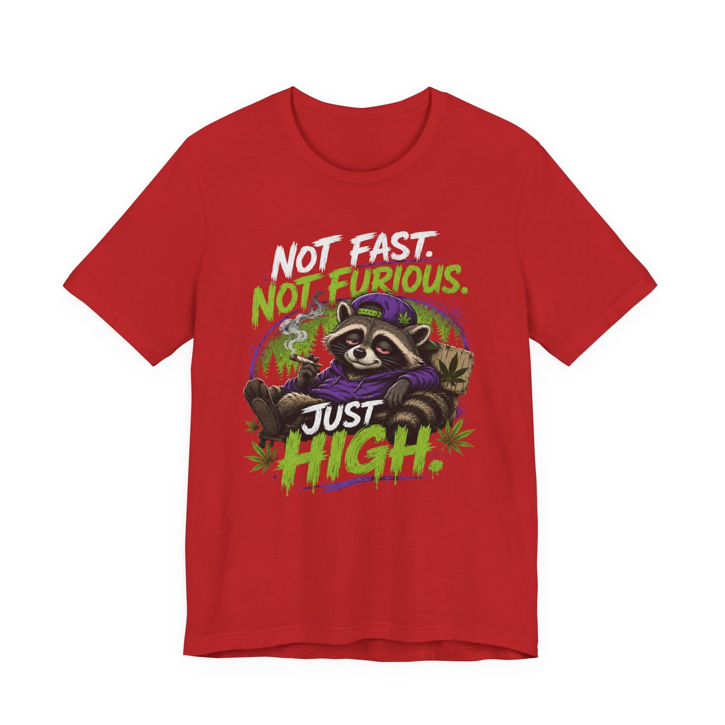 Not Fast Not Furious Just High Raccoon Shirt | Funny Stoner Graphic Tee | Cannabis Humor Gift