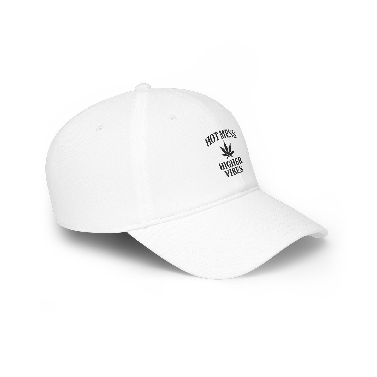 Hot Mess Higher Vibes Trucker Hat | Funny Stoner Mesh Cap | Cannabis Leaf Snapback | 420 Gift for Her & Him