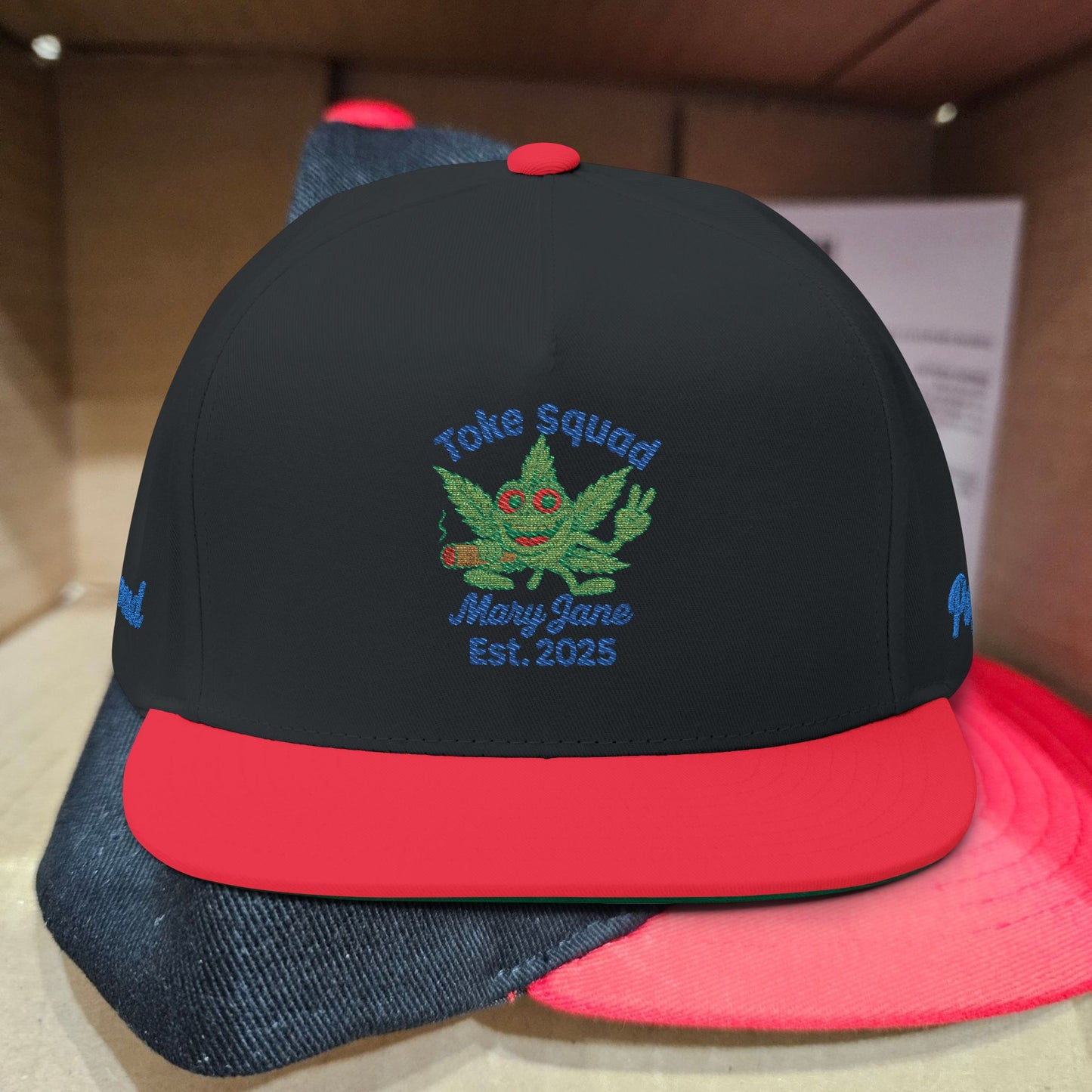 Puff Proud Cannabis Hat | Weed Lover Chill Vibes Cap - Embroidered Flat Bill Cap | Toke Squad | Perfect for Outdoor Adventures, Festivals, Gifts, and Casual Wear