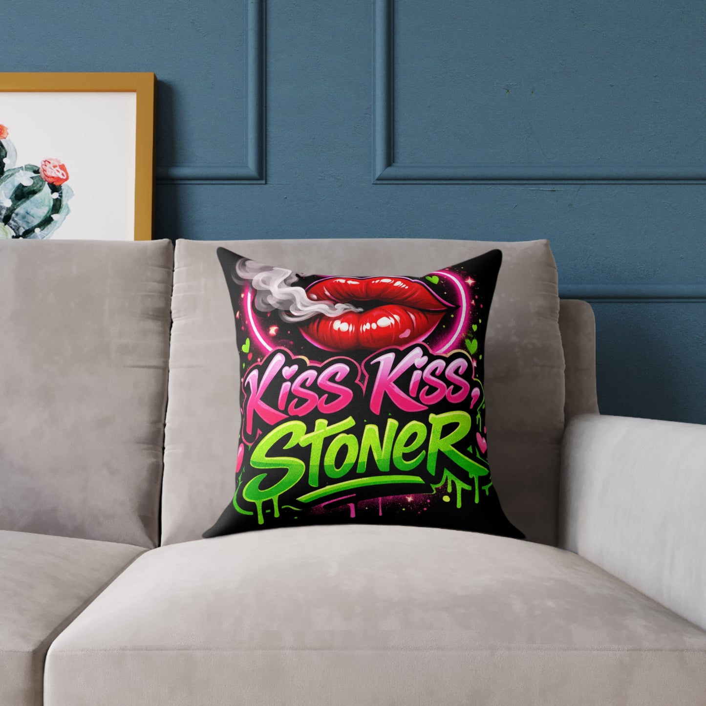 Kiss Kiss, Stoner Valentine Shirt – Neon Graffiti Cannabis Love Tee | Mary Jane Valentine Gift