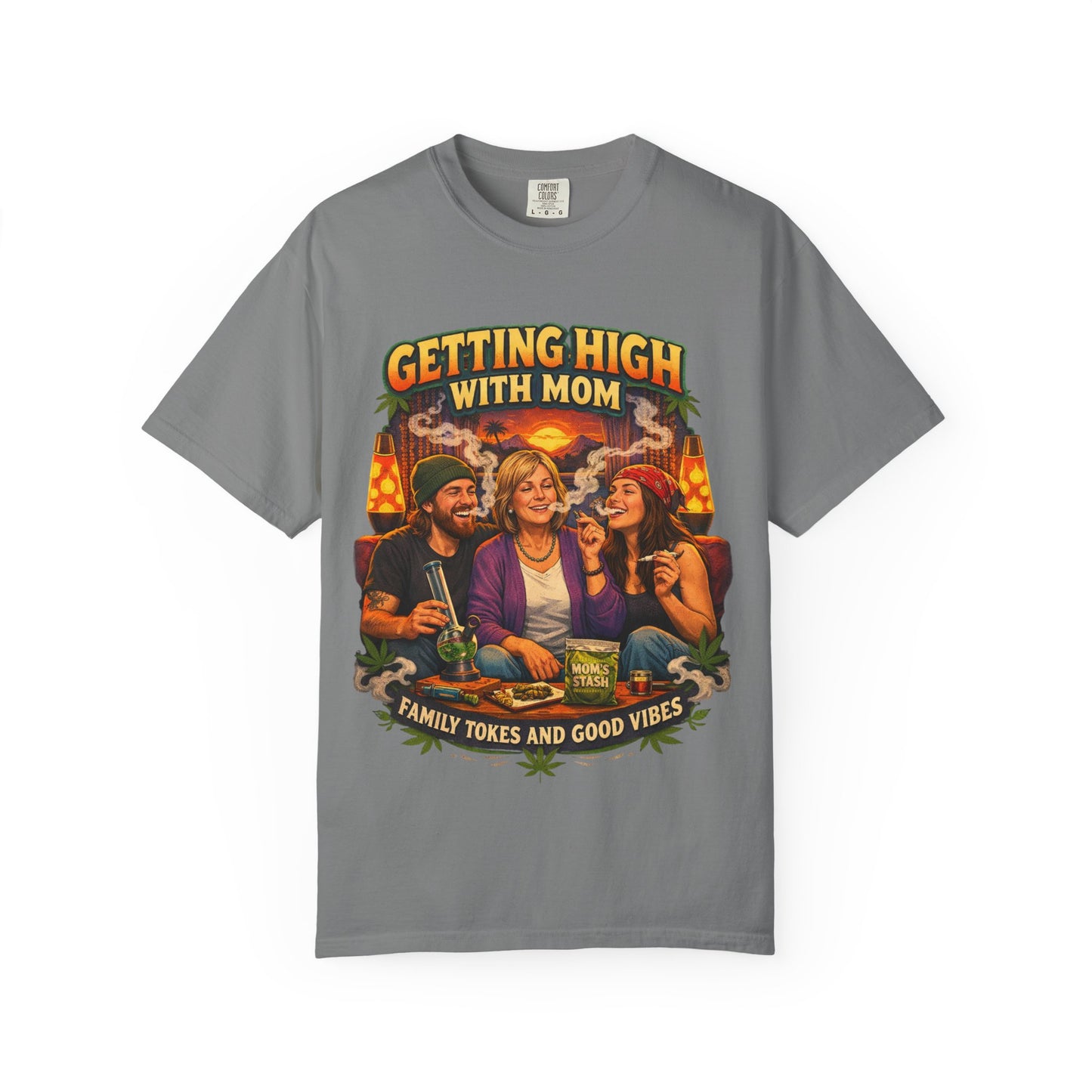 Funny Smoking With Mom T-Shirt | Cannabis Family Vibes Shirt | Stoner Mom Gift | Weed Humor Tee | 420 Lifestyle Graphic Shirt