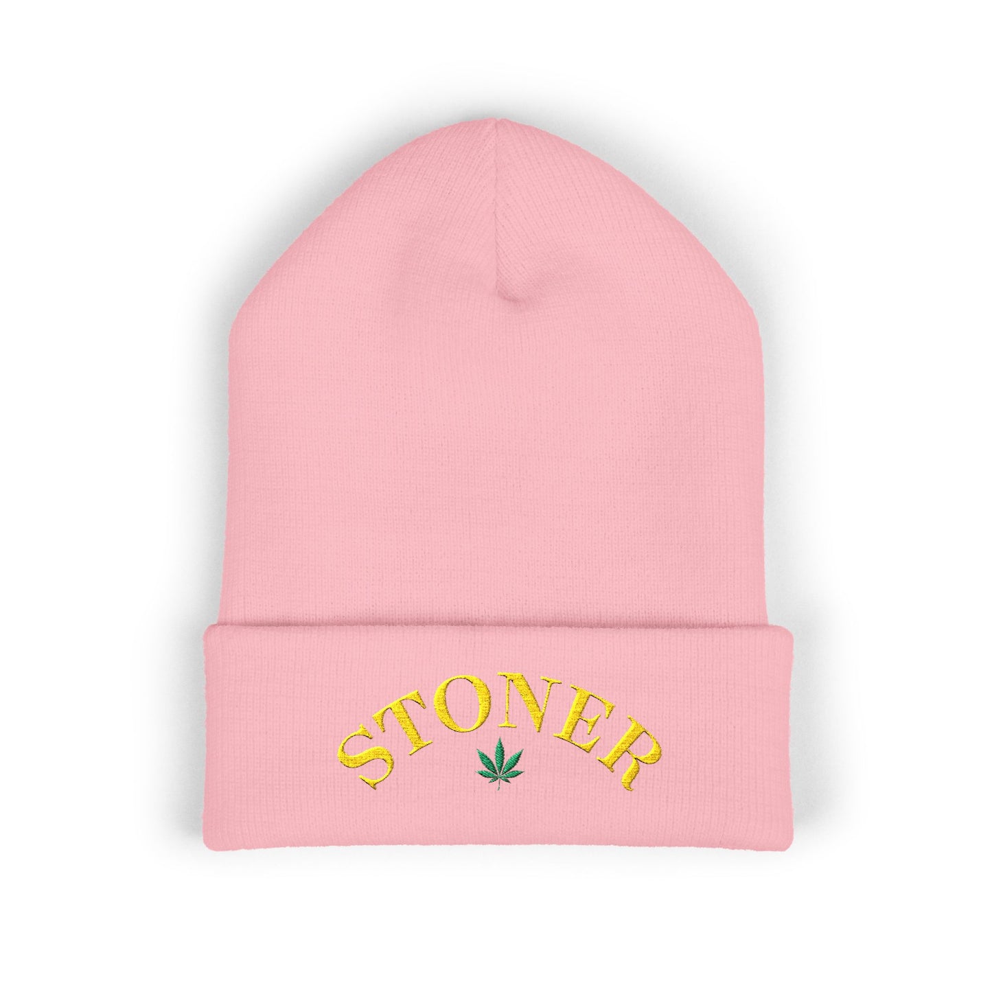 toner Embroidered Cuffed Beanie – Retro Curved Text Winter Hat