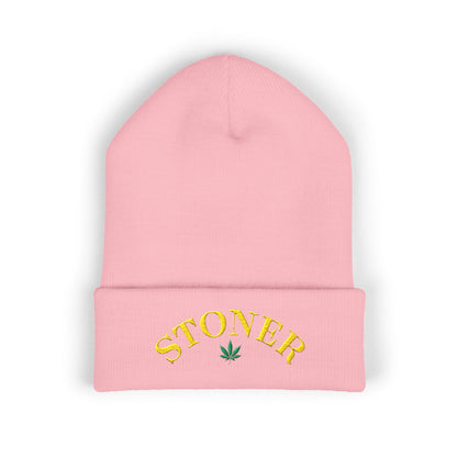toner Embroidered Cuffed Beanie – Retro Curved Text Winter Hat