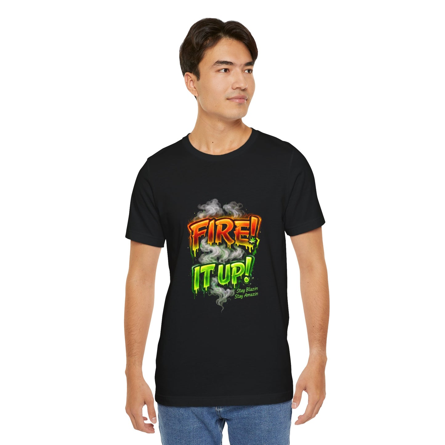 Fire It Up Neon Green Graphic Tee – Cannabis Streetwear Shirt | Mary Jane 2025