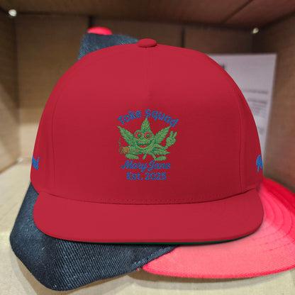 Puff Proud Cannabis Hat | Weed Lover Chill Vibes Cap - Embroidered Flat Bill Cap | Toke Squad | Perfect for Outdoor Adventures, Festivals, Gifts, and Casual Wear