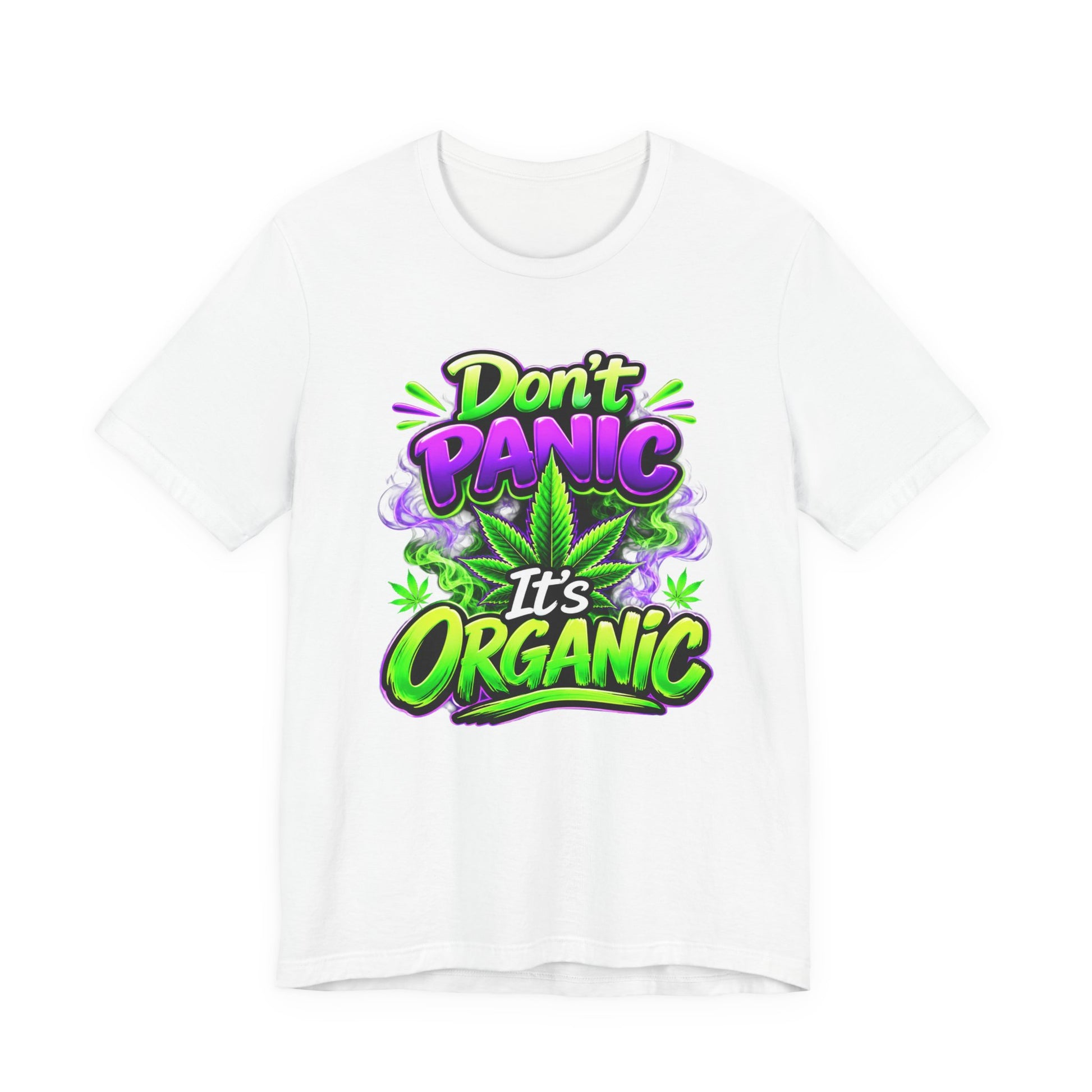 Don't Panic It's Organic T-Shirt | Funny Organic Cannabis-Inspired Graphic Tee | Neon Streetwear Gift for Herb Lovers Printify