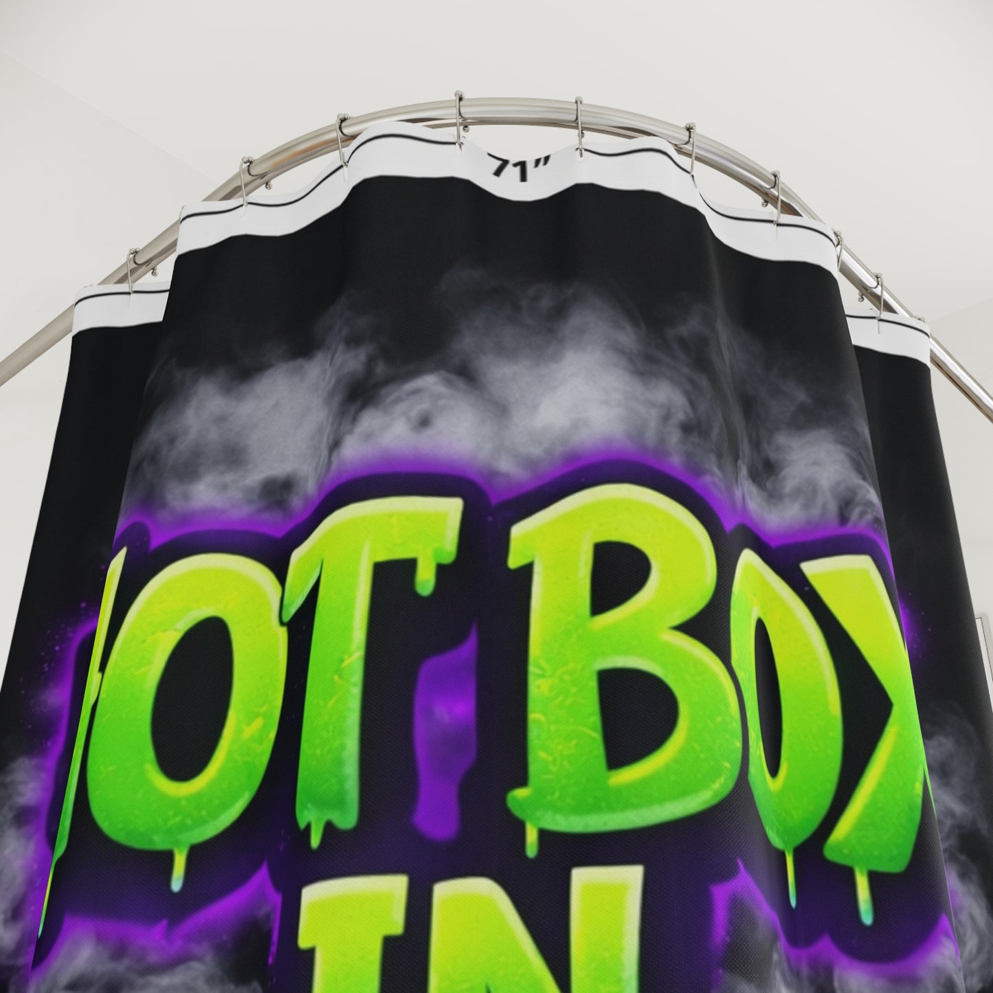 Hot Box In Progress Shower Curtain – Funny Bathroom Decor, Stoner Home Vibes, Bold Graffiti Bath Curtain, Unique Gift Idea