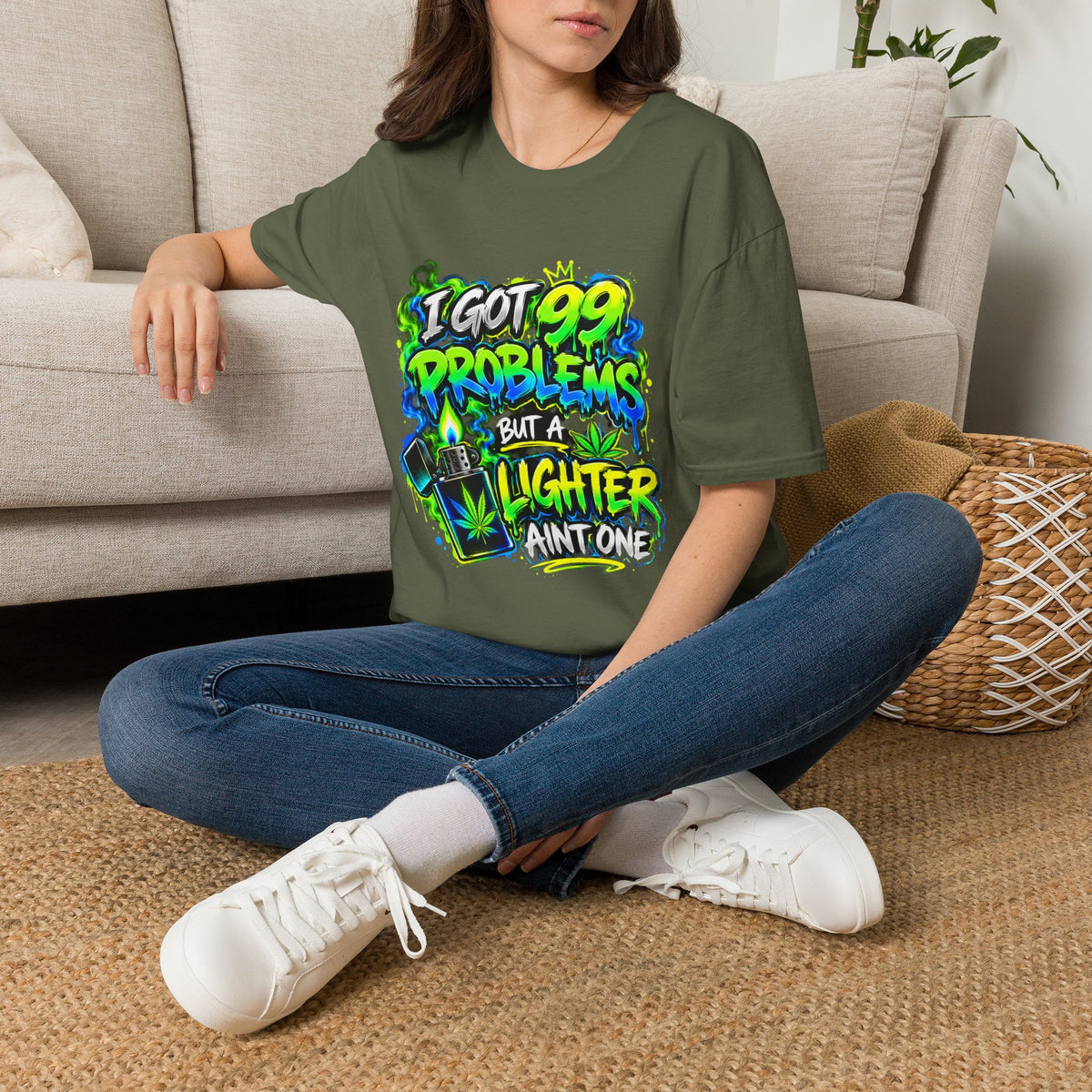 I Got 99 Problems But a Lighter Ain’t One Shirt | Funny Stoner Graphic Tee | 420 Humor Unisex T-Shirt Printify