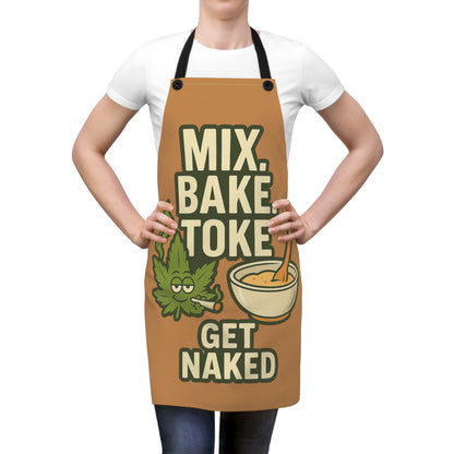 Funny Weed Apron | Mix Bake Toke Naked | Stoner Kitchen Gift