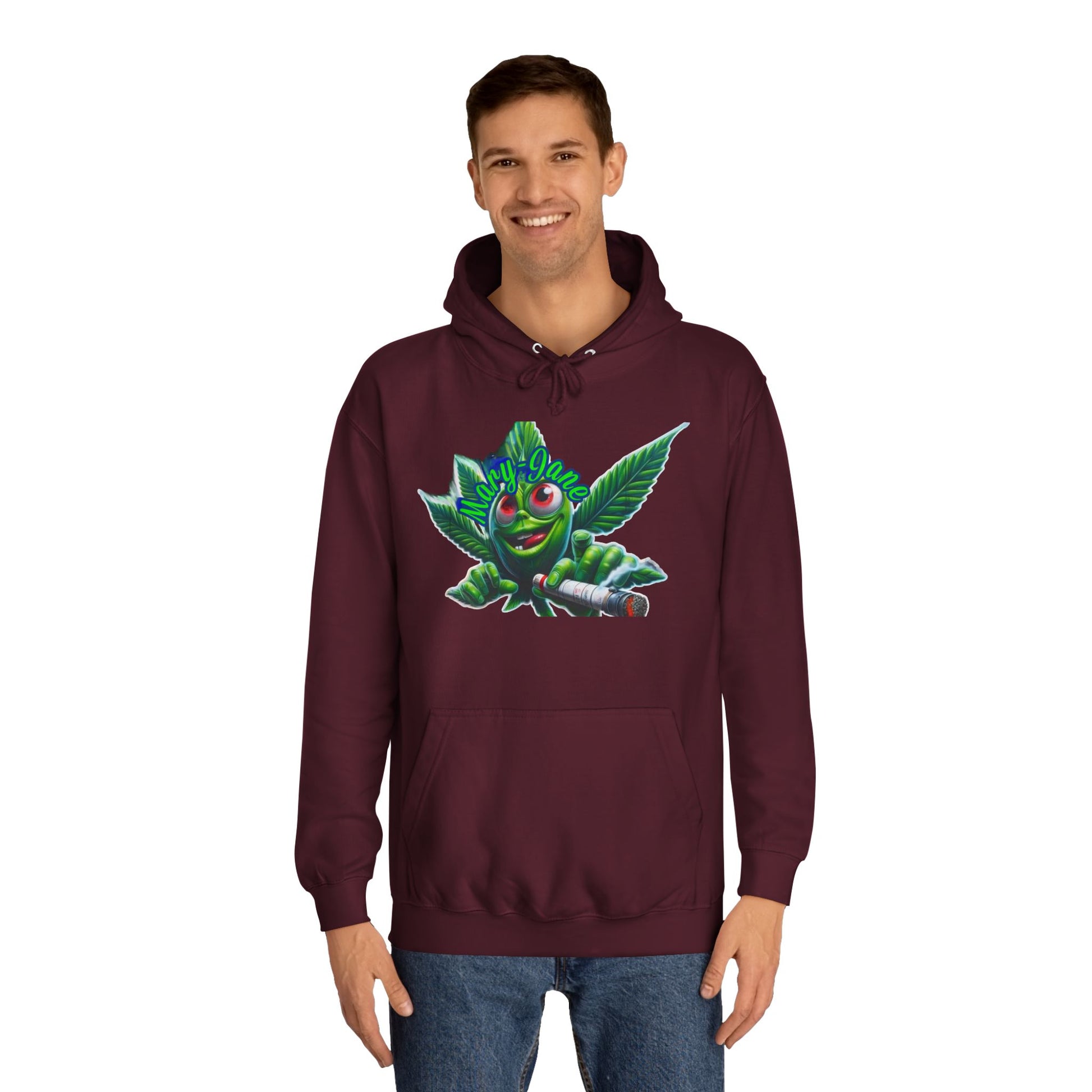 Unisex College Hoodie with Playful Leaf Design, Trendy Sweatshirt for Students, Eco-friendly Apparel, Gift for Graduates, Relaxed [...]-Mary Jane 2025