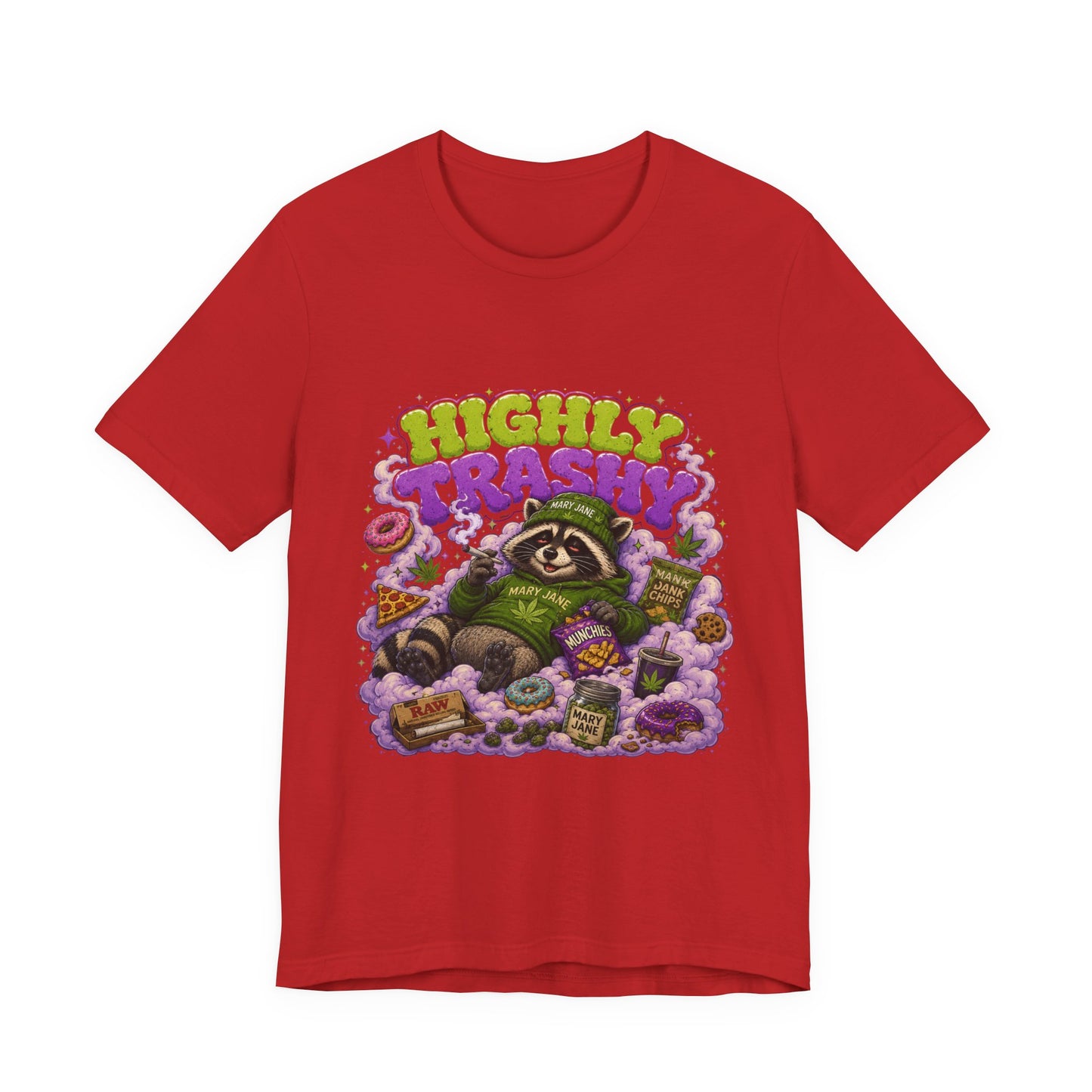 Highly Trashy Raccoon Shirt | Funny Stoner Trash Panda Tee | Cartoon Cannabis Lover Gift