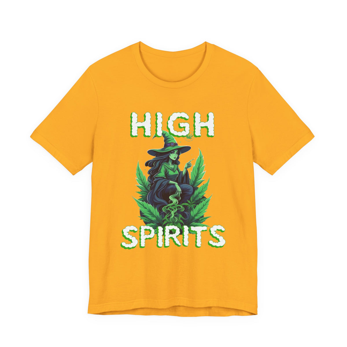 High Spirits Witchy Tee - Unisex Jersey Short Sleeve T-Shirt, Halloween Gift, Witch Apparel, Eco-Friendly Tee, Alternative Fashion Printify