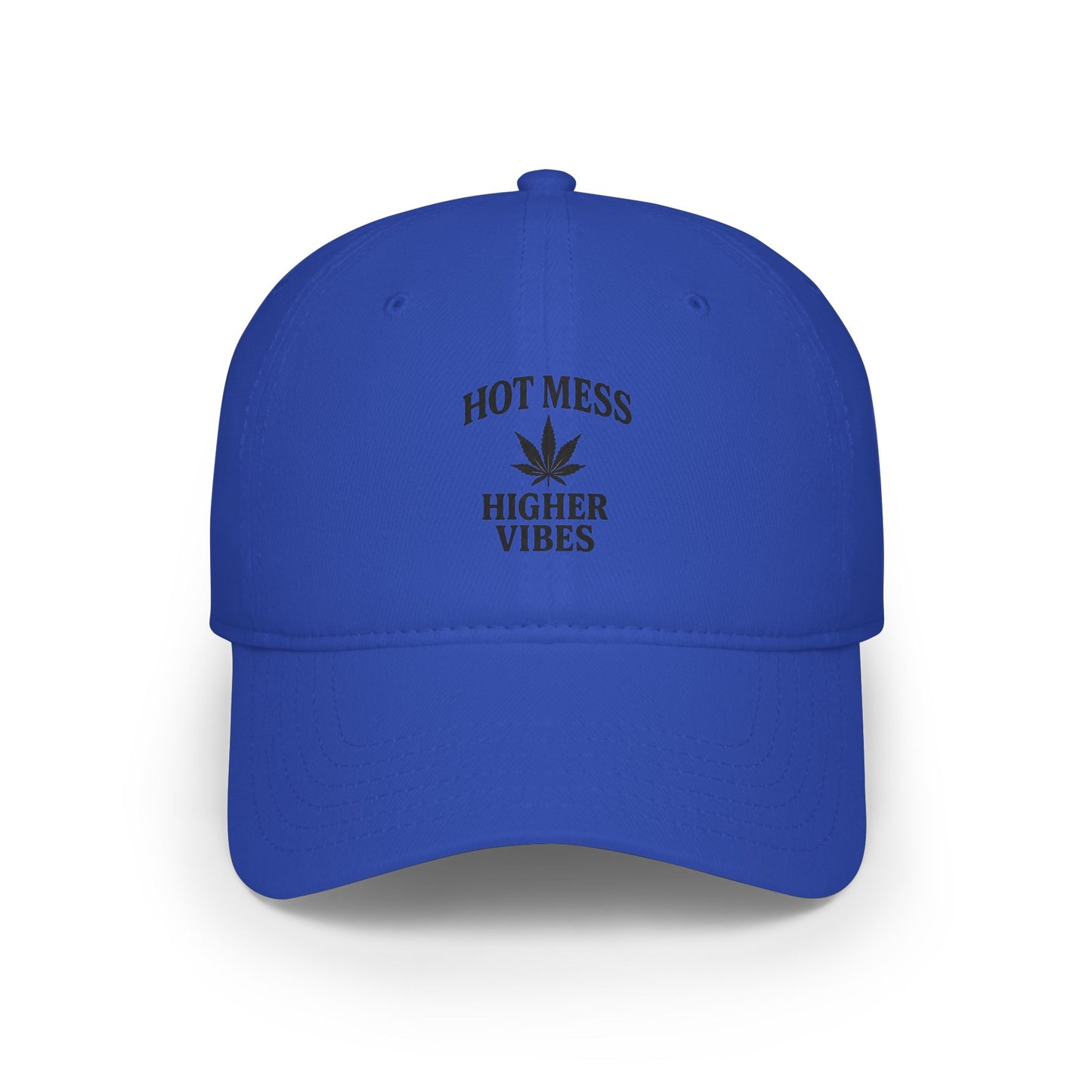 Hot Mess Higher Vibes Trucker Hat | Funny Stoner Mesh Cap | Cannabis Leaf Snapback | 420 Gift for Her & Him