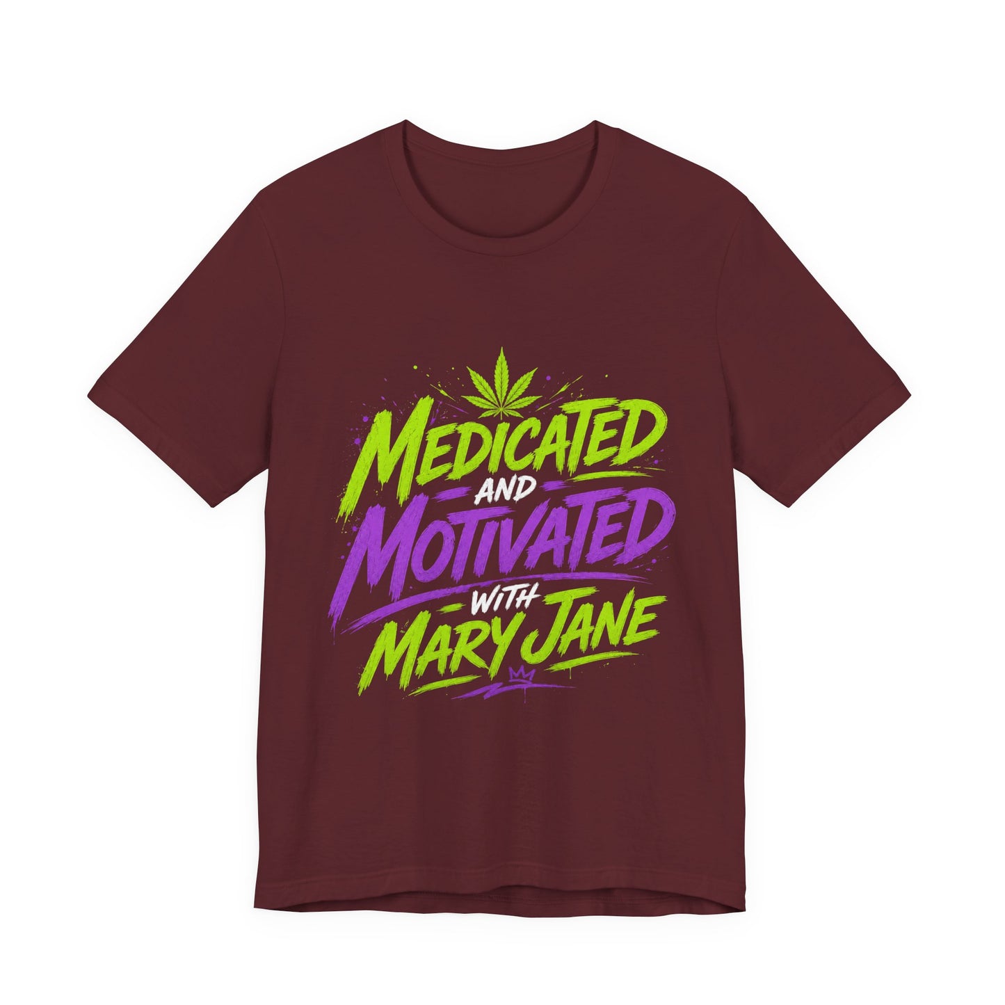 Medicated & Motivated with Mary Jane Neon Streetwear Cannabis T-Shirt