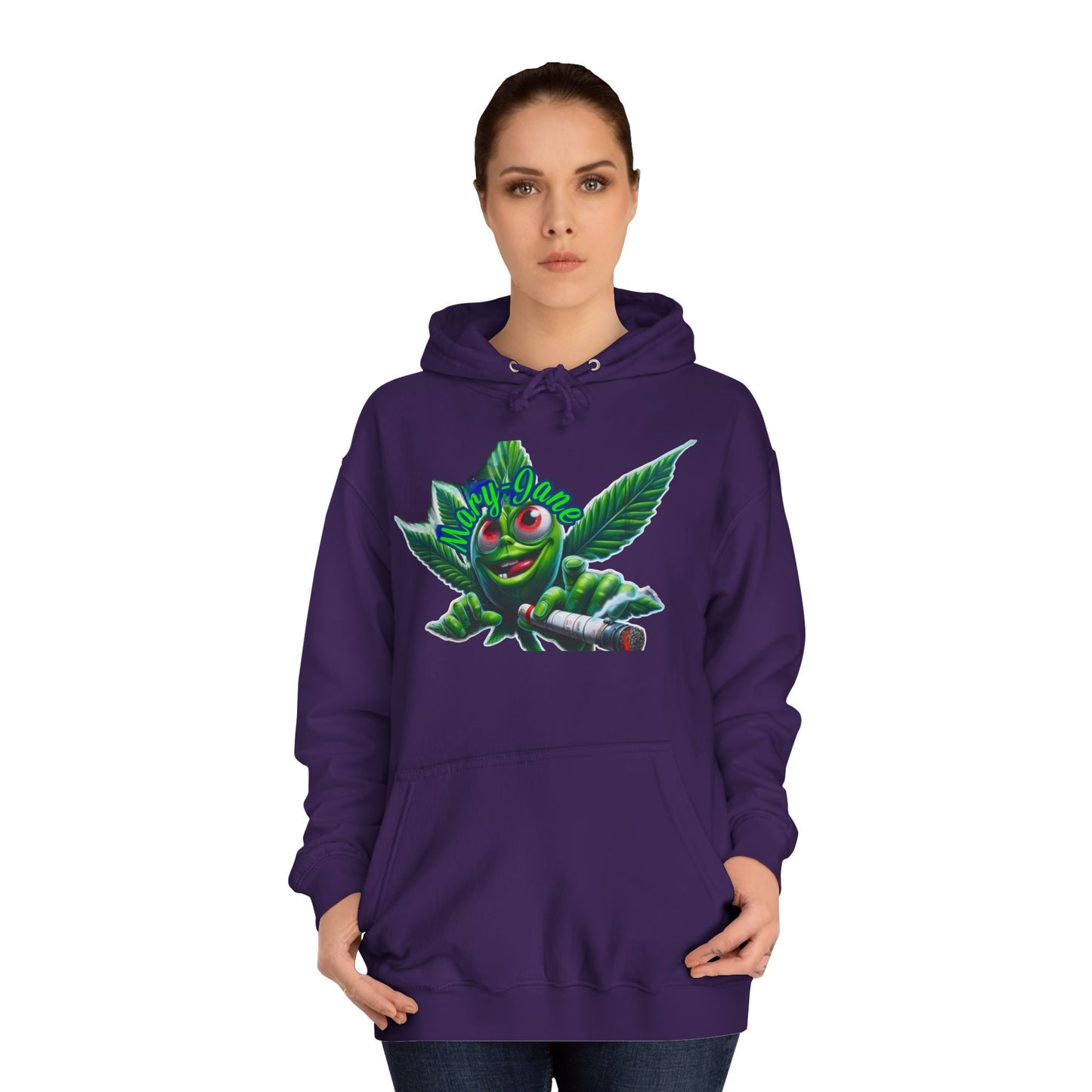 Unisex College Hoodie with Playful Leaf Design, Trendy Sweatshirt for Students, Eco-friendly Apparel, Gift for Graduates, Relaxed [...]-Mary Jane 2025