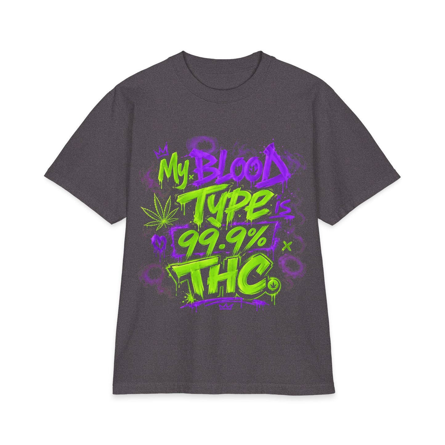 My Blood Type is 99.9% THC Graffiti Shirt | Neon Stoner Streetwear Tee | Funny Cannabis Graphic T-Shirt up to size 7XL