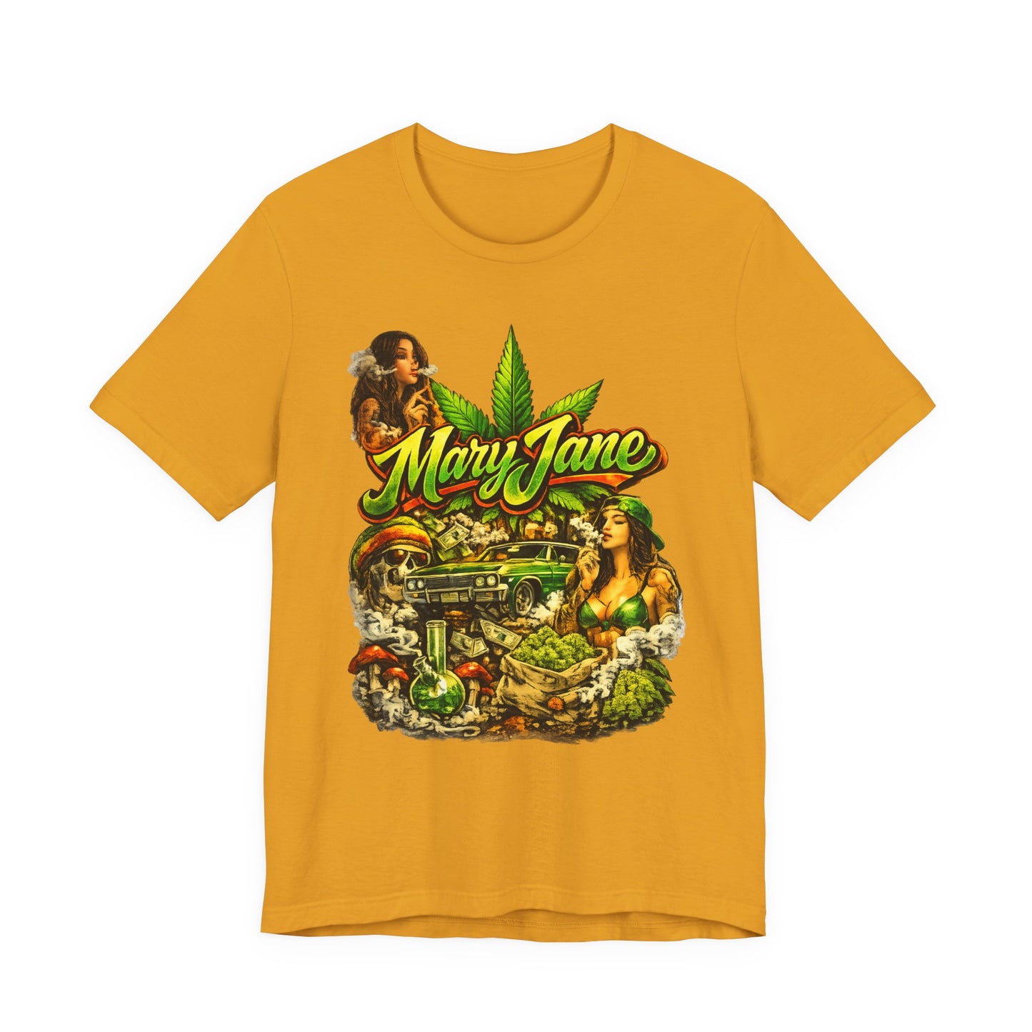 Mary Jane Graphic T-Shirt, Cannabis Streetwear Tee, Weed Lover Shirt, Bold Stoner Fashion, Urban 420 Gift for Her and Him