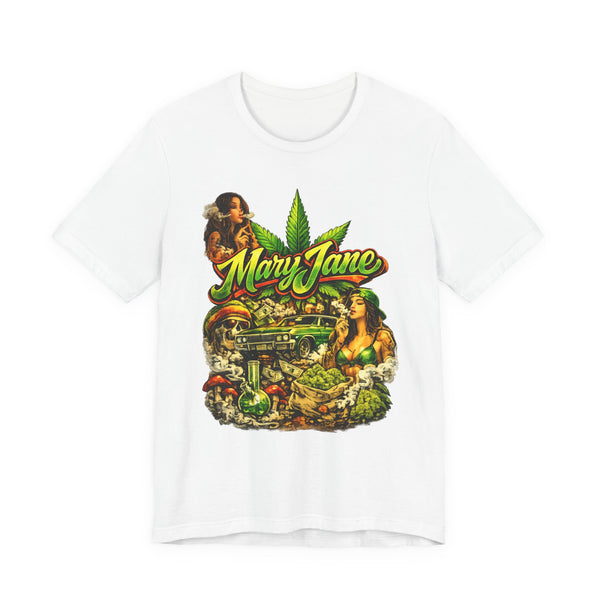 Mary Jane Graphic T-Shirt, Cannabis Streetwear Tee, Weed Lover Shirt, Bold Stoner Fashion, Urban 420 Gift for Her and Him