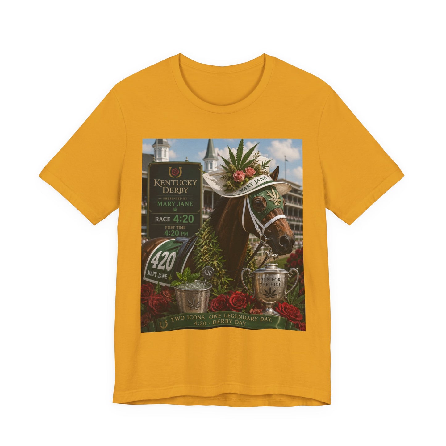 420 Kentucky Derby Mary Jane Horse Poster – Run for the High Cannabis Derby Art, 4:20 Derby Day Design