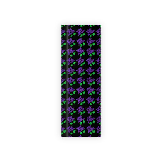 Gift Wrap Roll — Neon Purple Floral Pattern on Black (1pc)