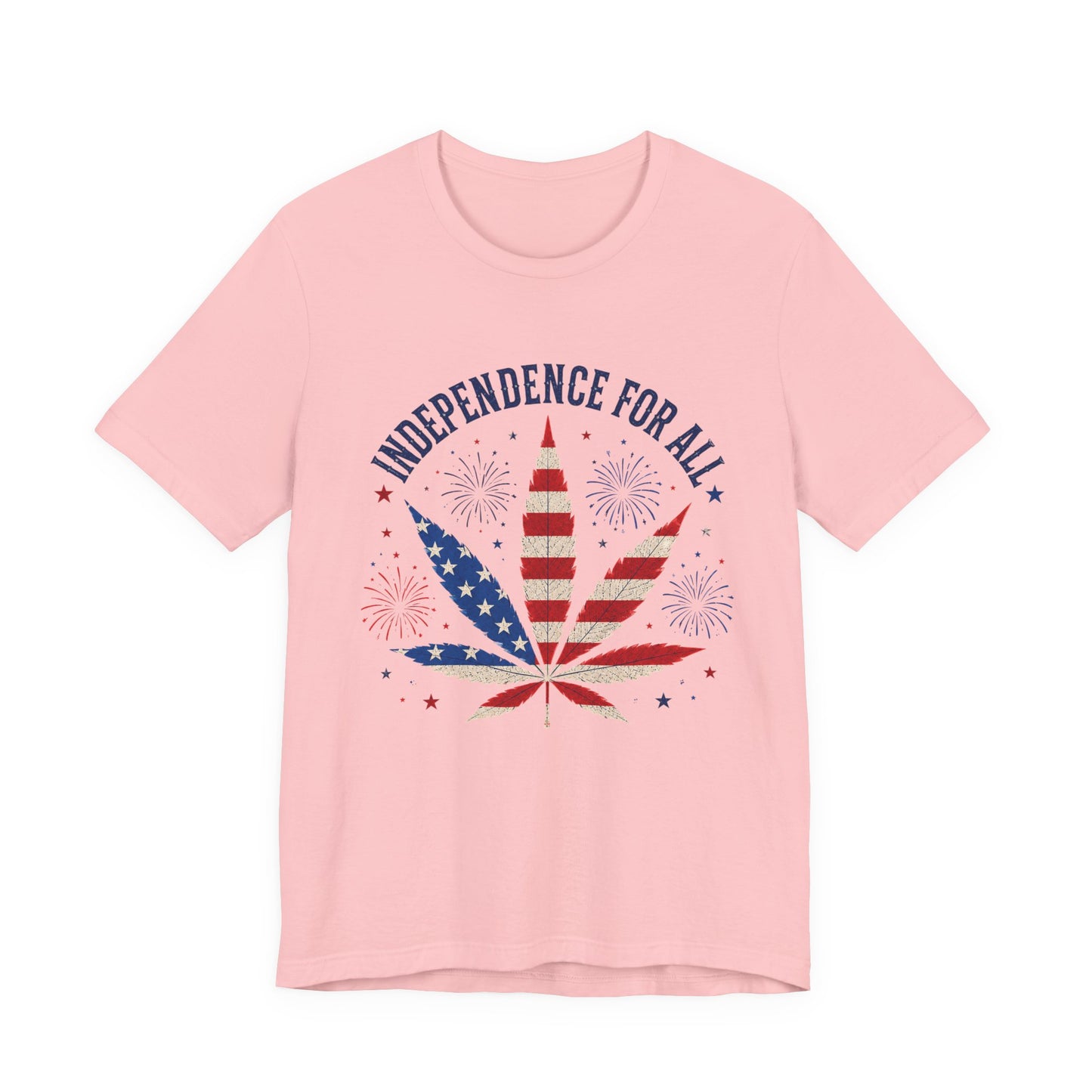 Independence For All Cannabis Shirt | Patriotic 4th of July Weed Leaf Tee | American Flag Marijuana Graphic T-Shirt