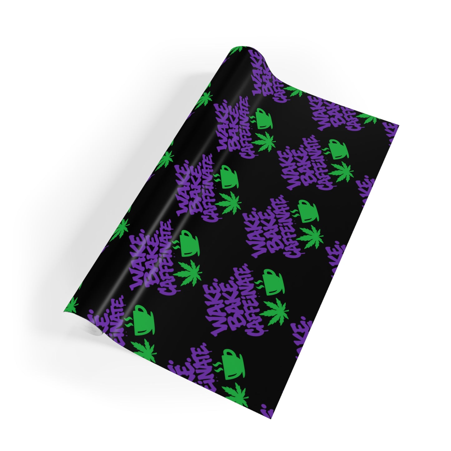 Gift Wrap Roll — Neon Purple Floral Pattern on Black (1pc)