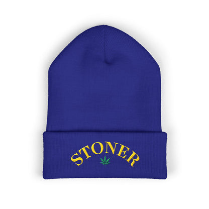 toner Embroidered Cuffed Beanie – Retro Curved Text Winter Hat