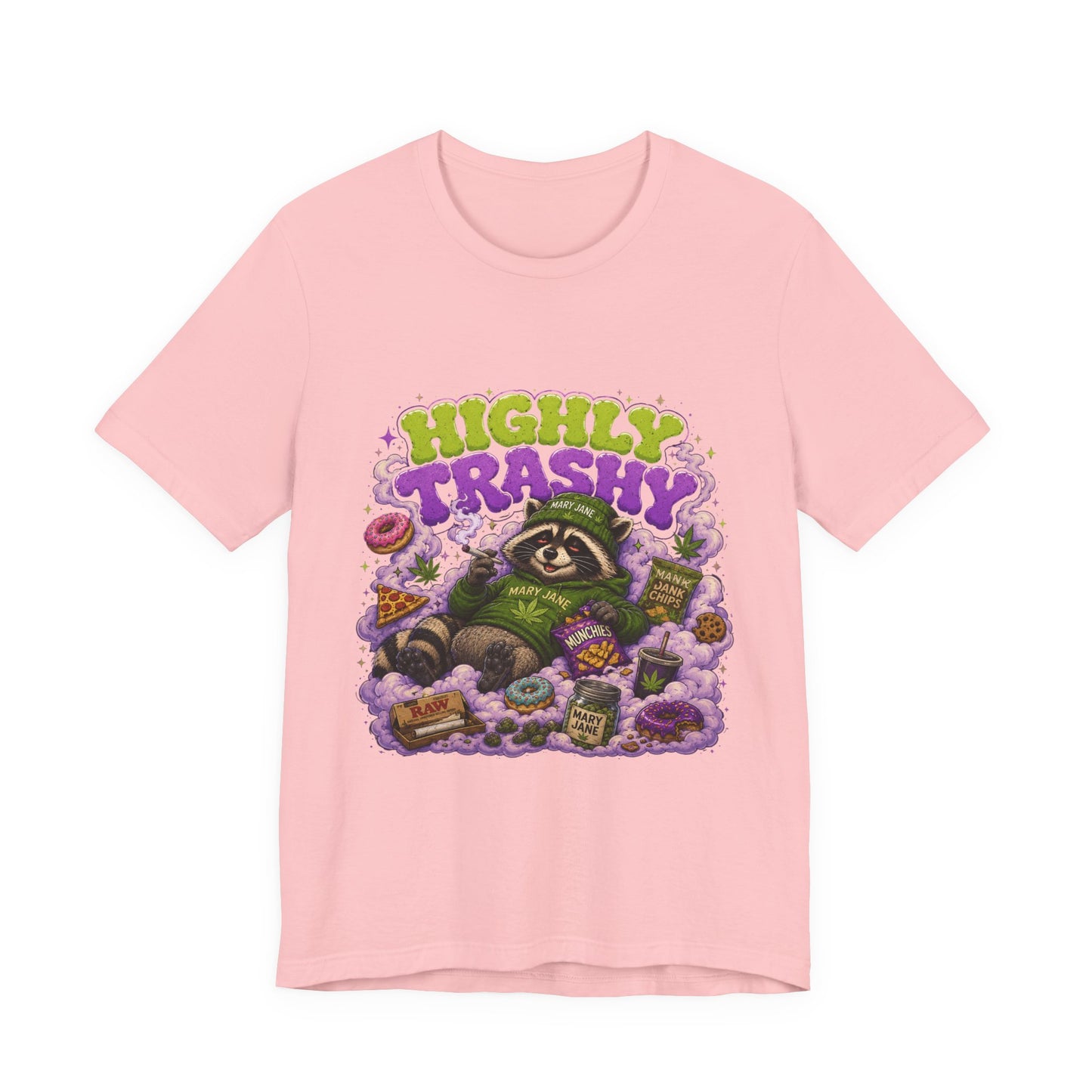 Highly Trashy Raccoon Shirt | Funny Stoner Trash Panda Tee | Cartoon Cannabis Lover Gift