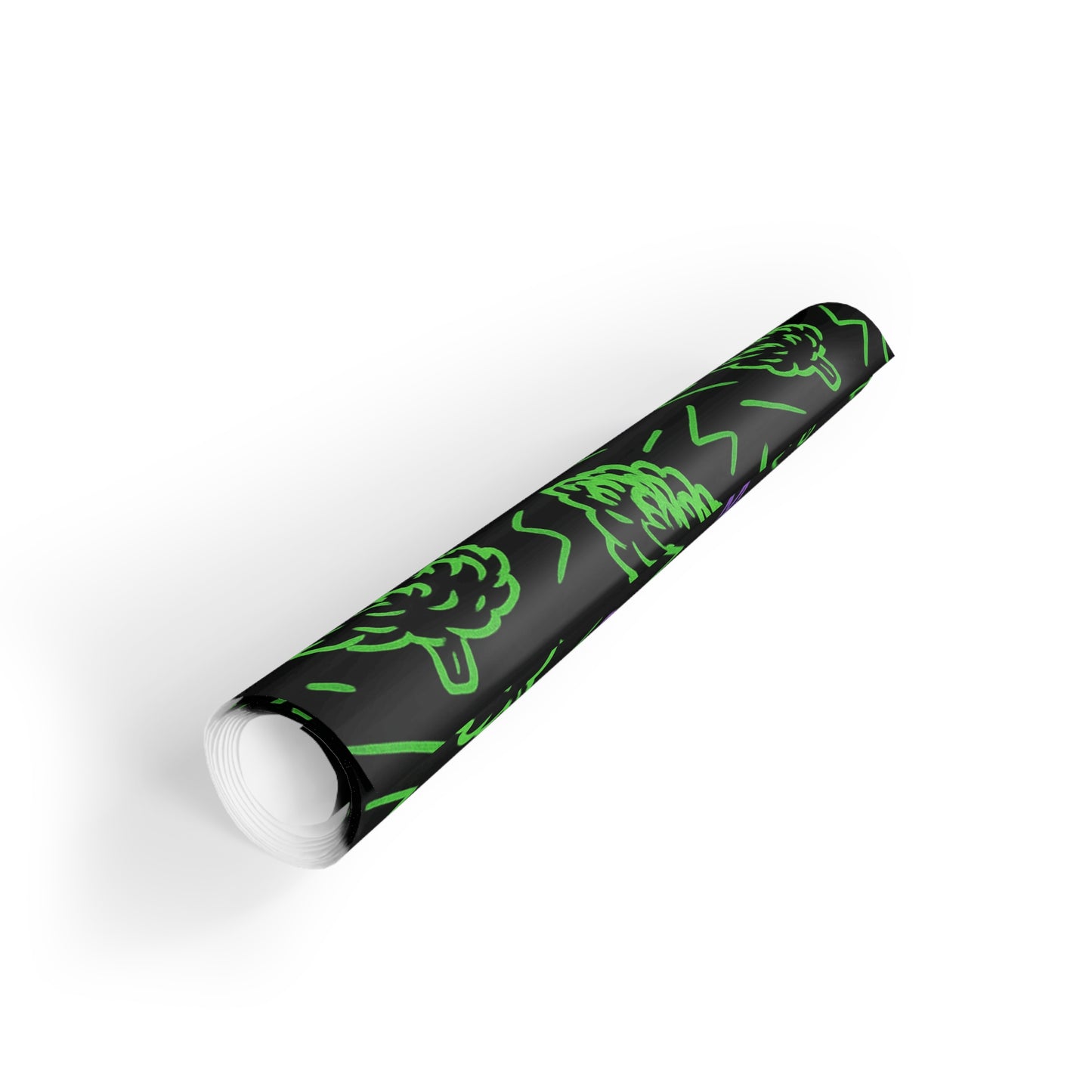 Neon Graffiti Cannabis Wrapping Paper – MJ 2025 Weed Gift Wrap – Black & Green Stoner Pattern