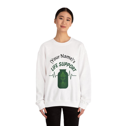 Crewneck Sweatshirt — "Life Support" Plant Jar Graphic