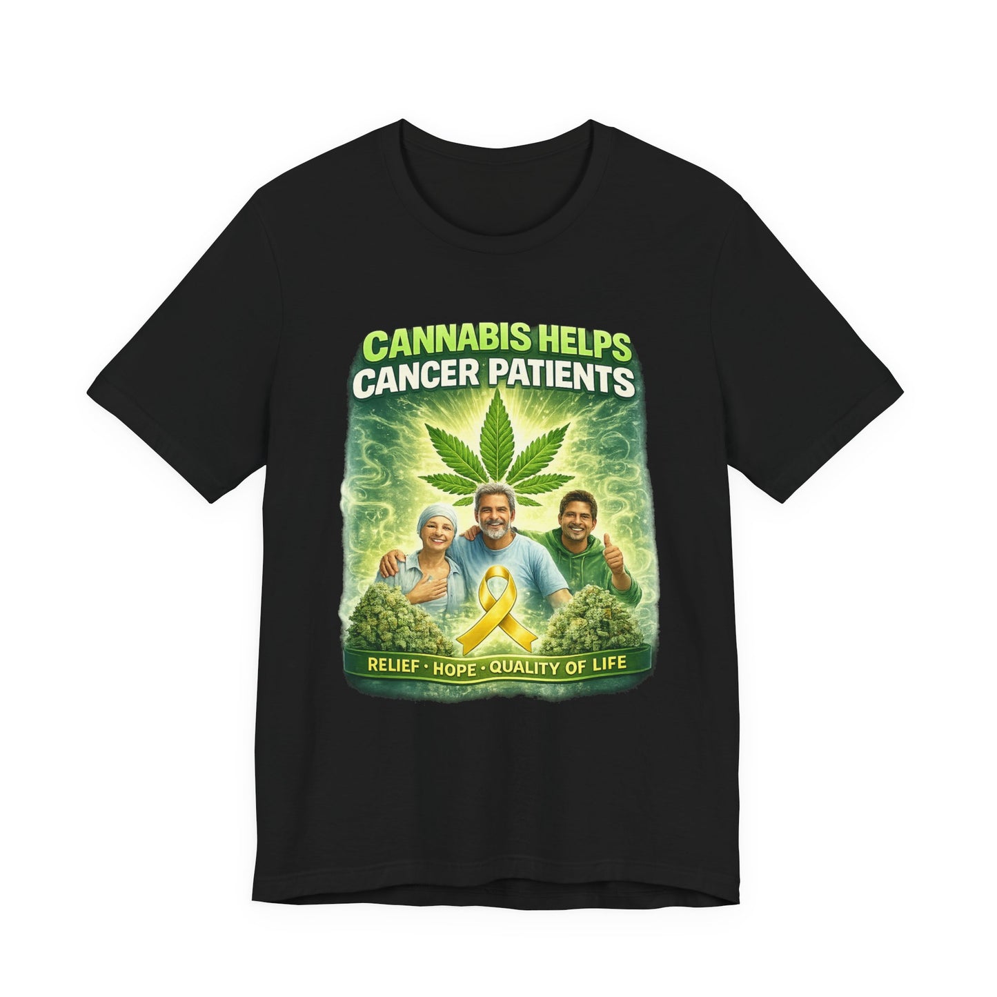 Cannabis Helps Cancer Patients T‑Shirt — Medical Marijuana Relief, Hope & Quality of Life Tee