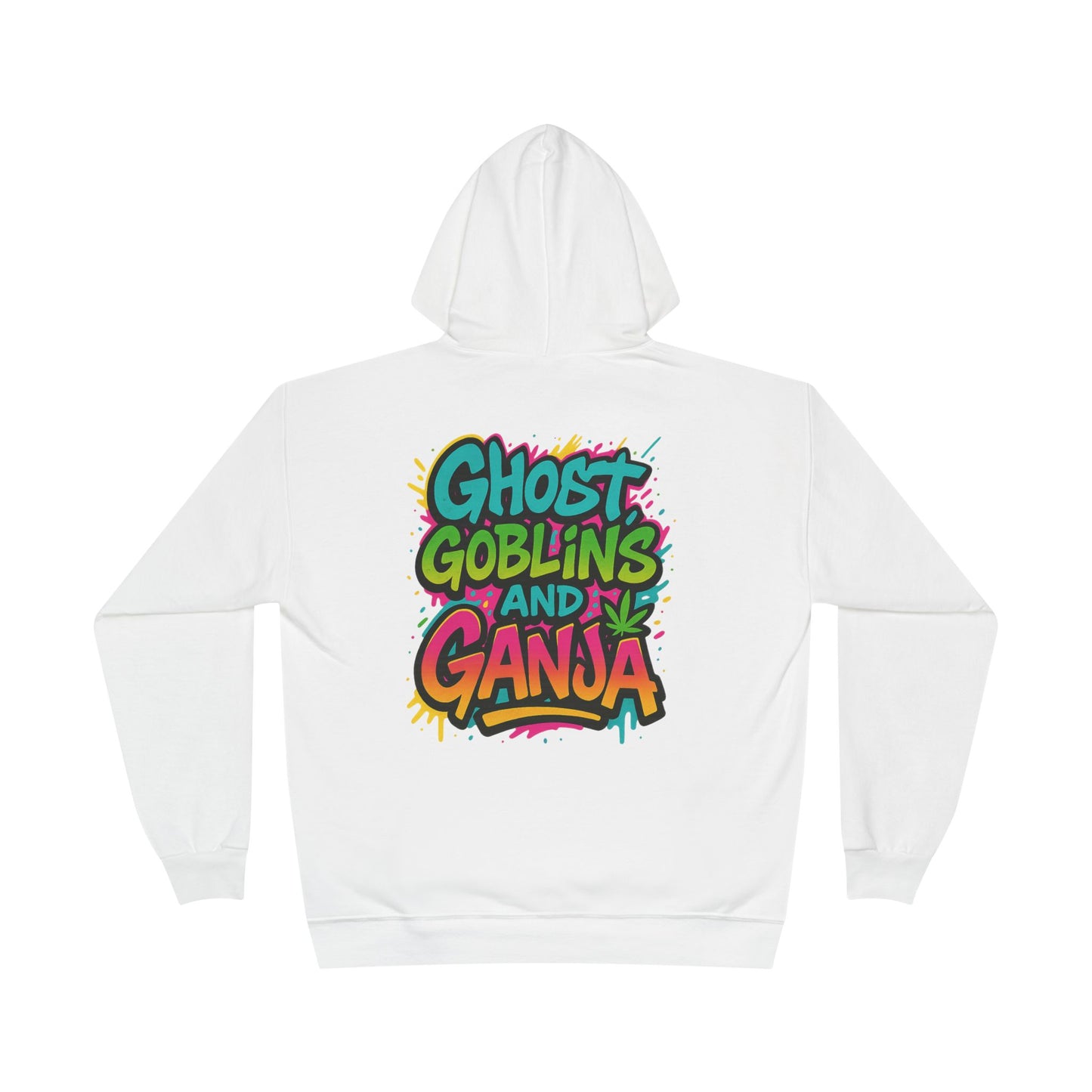 Ghostly Vibes Eco-Friendly Hoodie, Halloween Sweatshirt, Unisex Pullover, Festival Fashion, EcoSmart Apparel, Ghost Goblins Ganja
