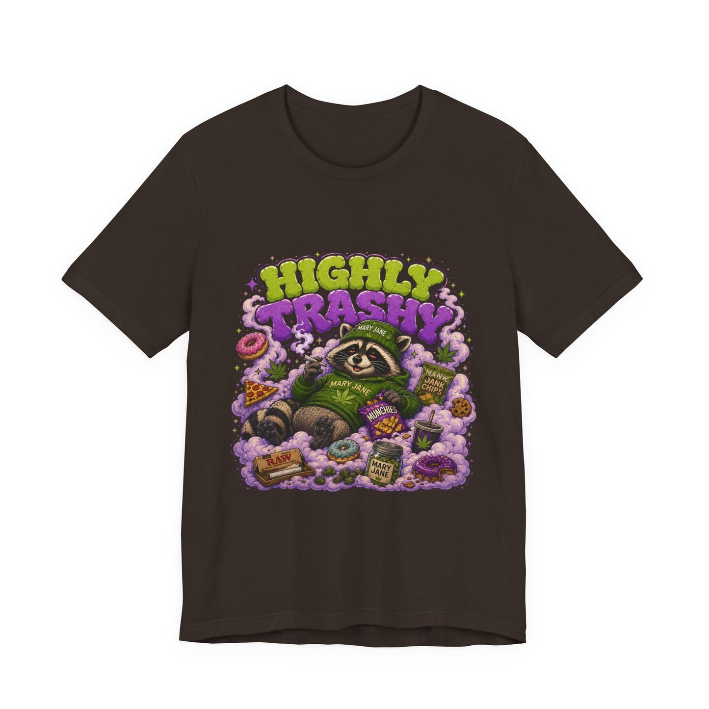 Highly Trashy Raccoon Shirt | Funny Stoner Trash Panda Tee | Cartoon Cannabis Lover Gift