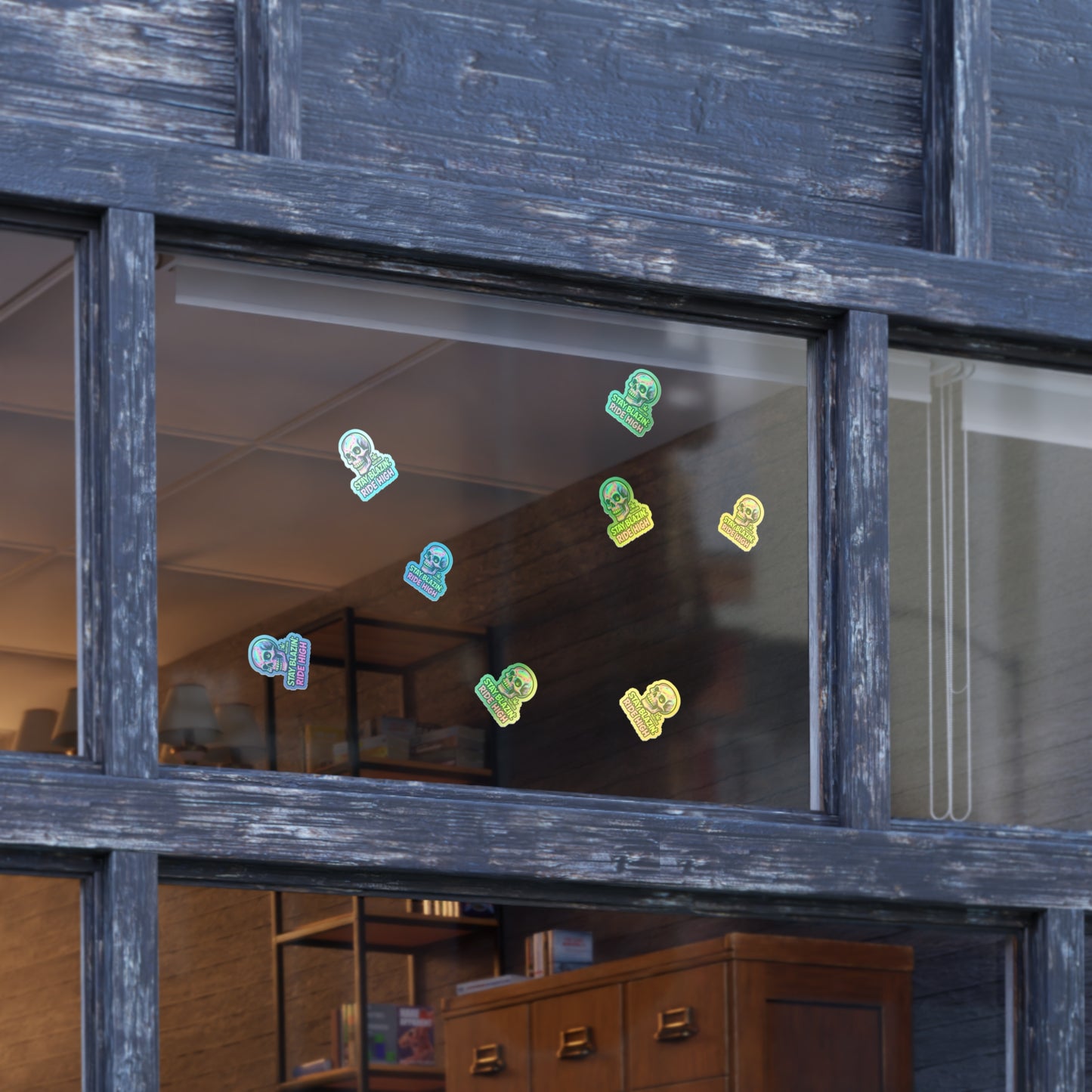 Mary-Jane “Stay Blazin’, Ride High” Neon Skull Bumper Sticker – Graffiti Vibes for Bold Cannabis Lovers, Vibrant Sticker Sheet Bundle | Stay Blazin Ride High, Vinyl Decals for Decor, Journals, Laptops, Festival Gear, Gifts