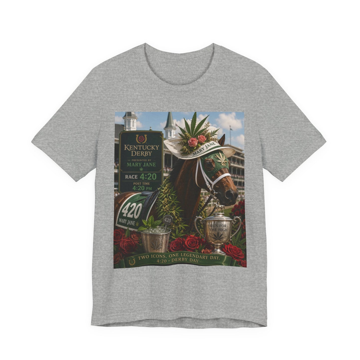 420 Kentucky Derby Mary Jane Horse Poster – Run for the High Cannabis Derby Art, 4:20 Derby Day Design