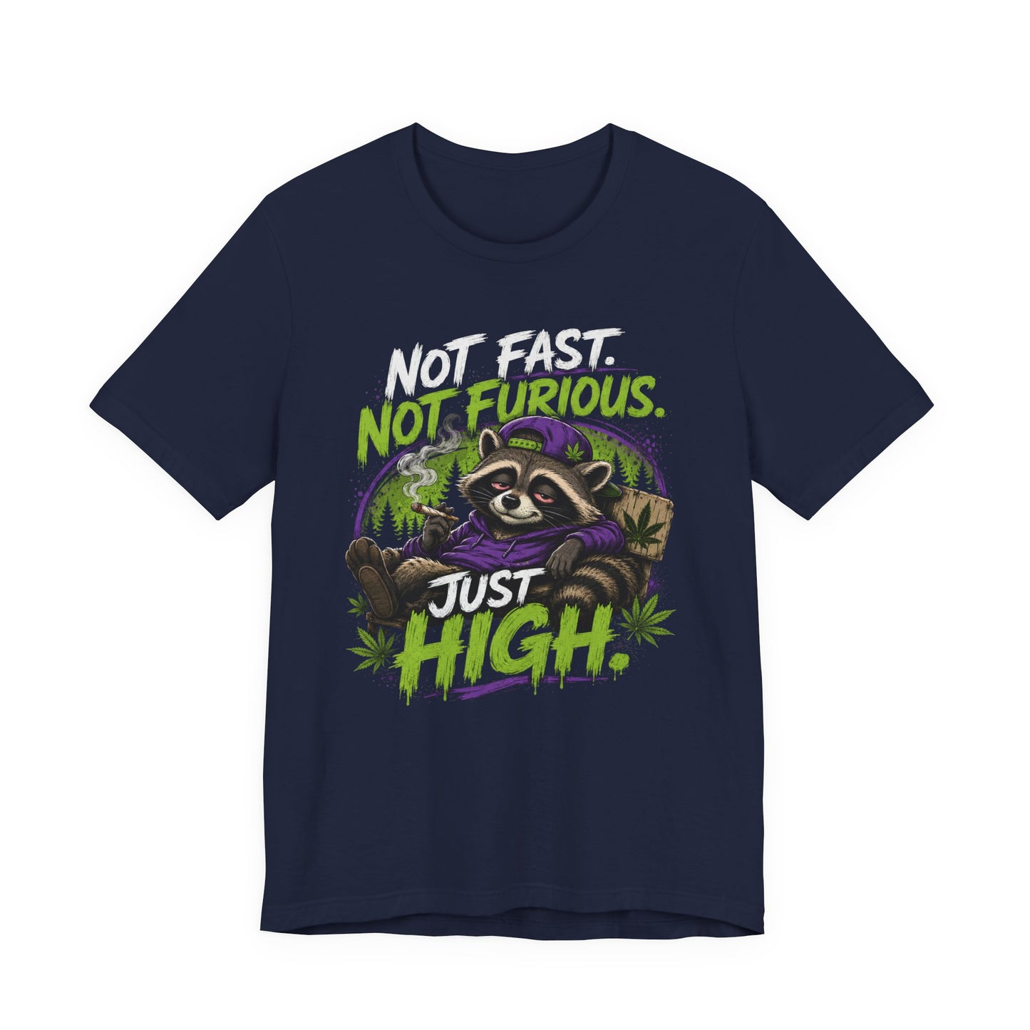 Not Fast Not Furious Just High Raccoon Shirt | Funny Stoner Graphic Tee | Cannabis Humor Gift
