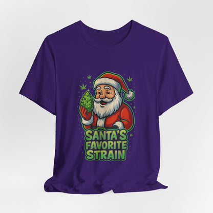 Santa’s Favorite Strain Holiday T-Shirt – Funny Cannabis Christmas Tee