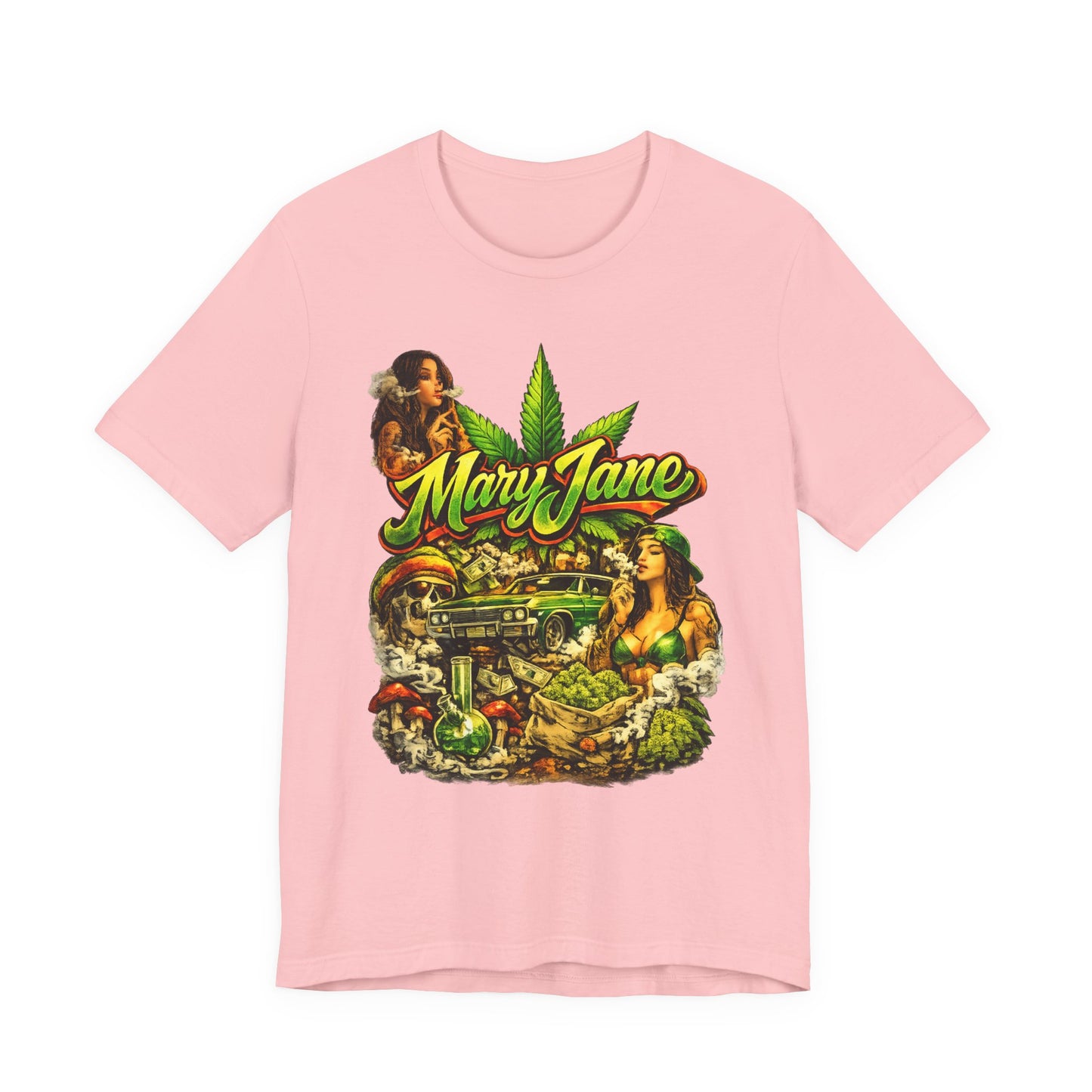 Mary Jane Graphic T-Shirt, Cannabis Streetwear Tee, Weed Lover Shirt, Bold Stoner Fashion, Urban 420 Gift for Her and Him