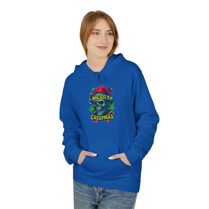 Merry Creepmas Skull Christmas Weed Hoodie | Neon Stoner Holiday Shirt