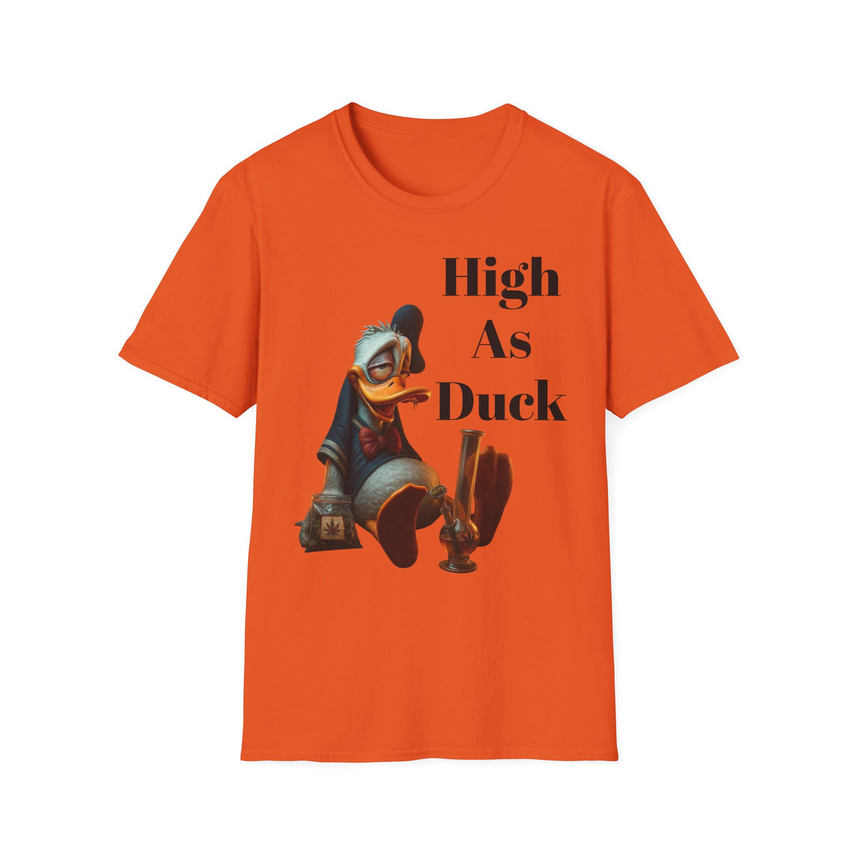 High As Duck Graphic T-Shirt – Funny 420 Humor Unisex Cannabis Lifestyle Tee Printify